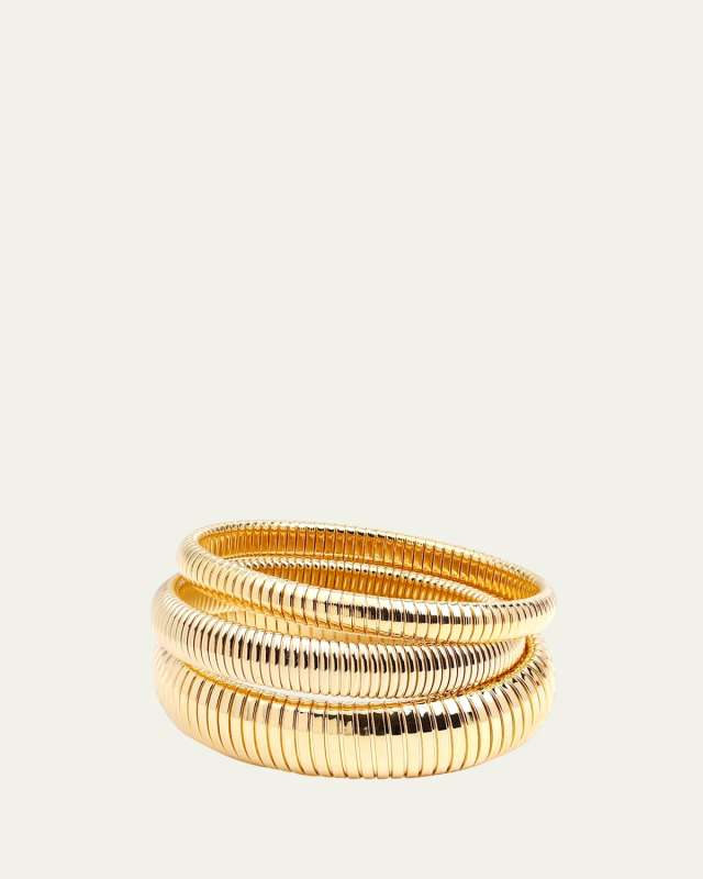 Cobra Elastic Bracelets, Set of 3, Gold